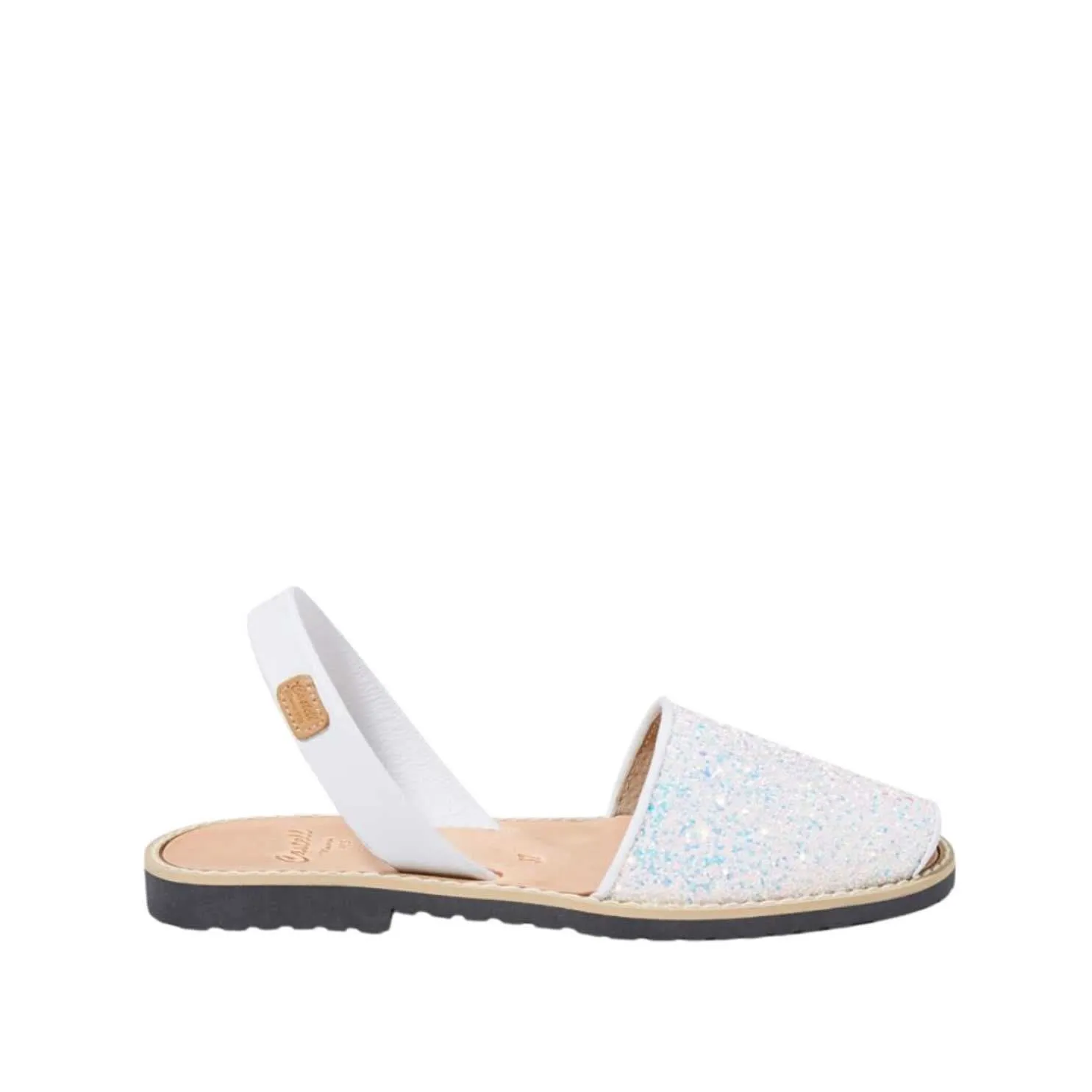 Shimmering Glitter Leather Sandals For Women - Madona - 1056R Strech