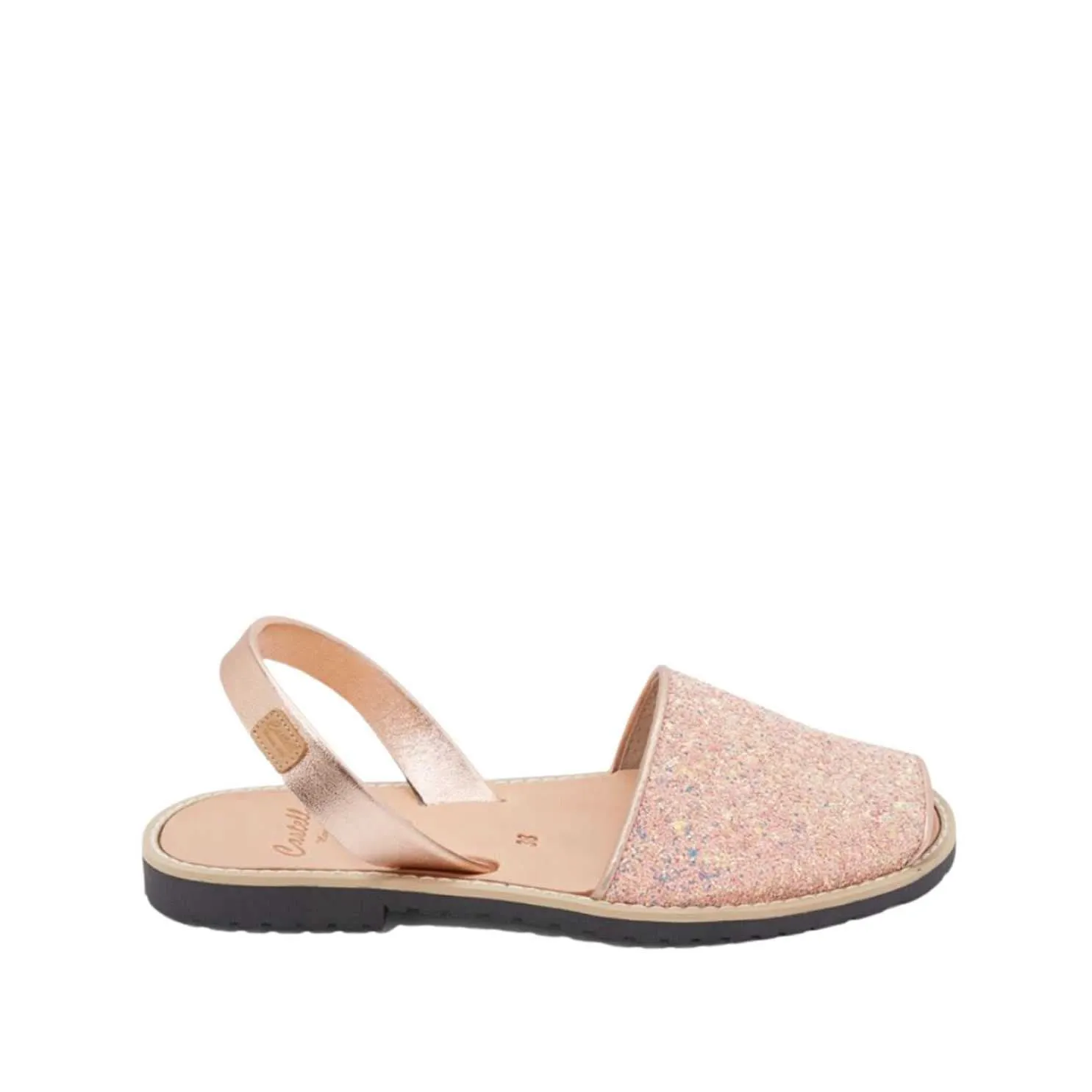 Shimmering Glitter Leather Sandals For Women - Madona - 1056R Strech