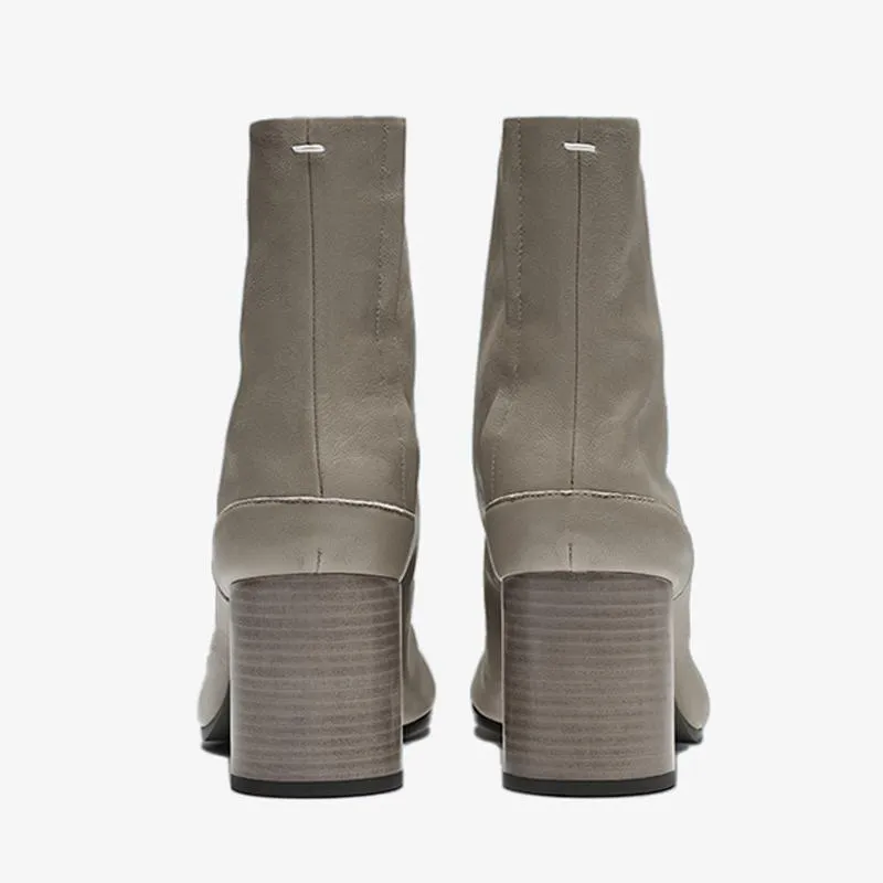 Soft calf Leather Split-Toe Ankle Boots