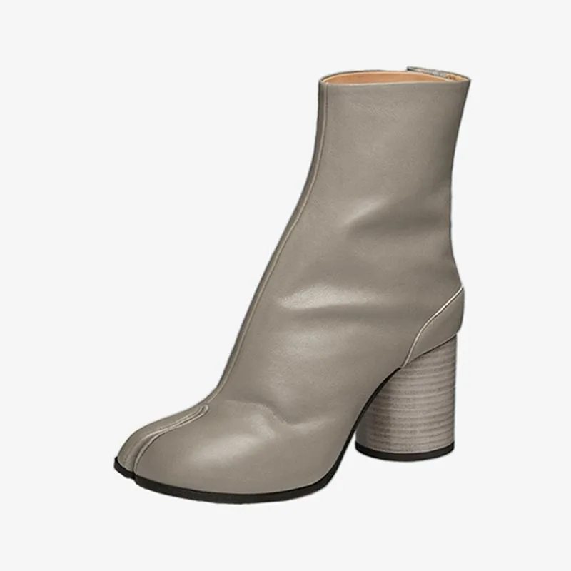 Soft calf Leather Split-Toe Ankle Boots
