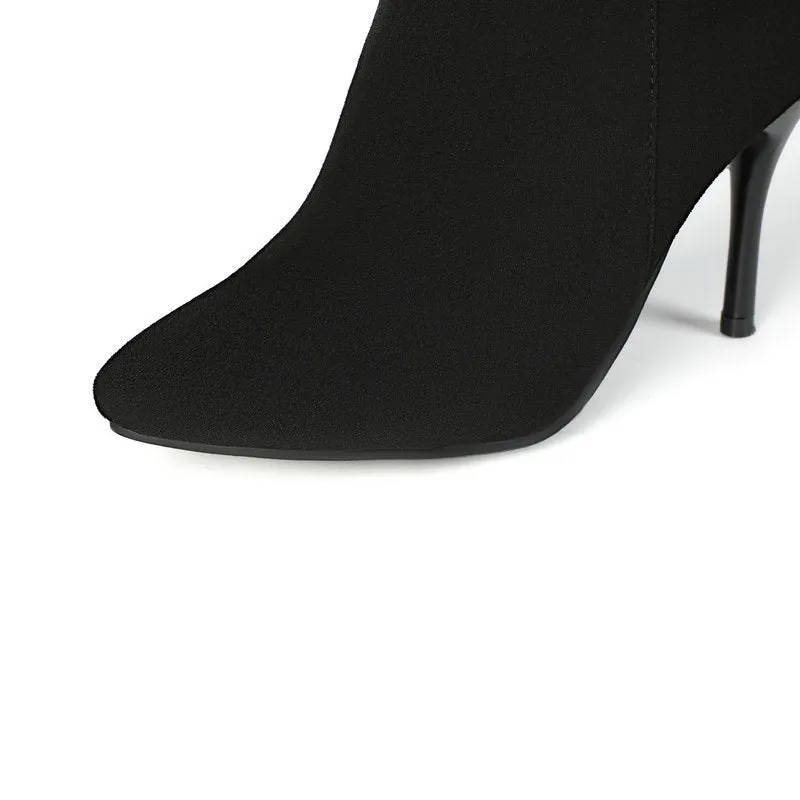 Suede Autumn And Winter High Heel Elastic Over Knee Boots