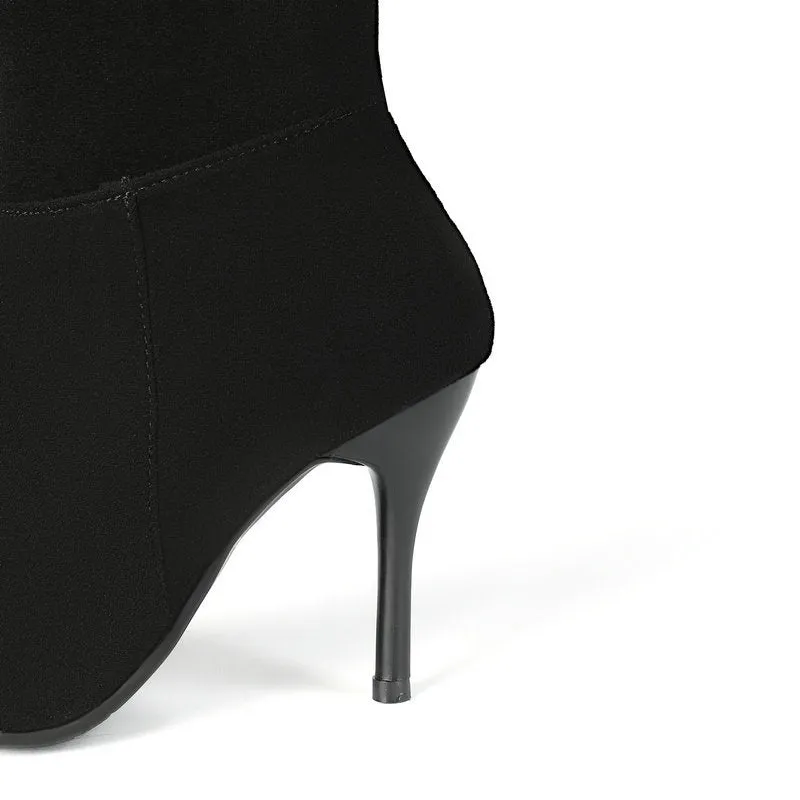 Suede Autumn And Winter High Heel Elastic Over Knee Boots