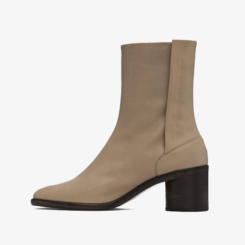 Taupe Split-Toe Ankle Boots