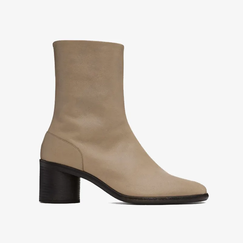 Taupe Split-Toe Ankle Boots