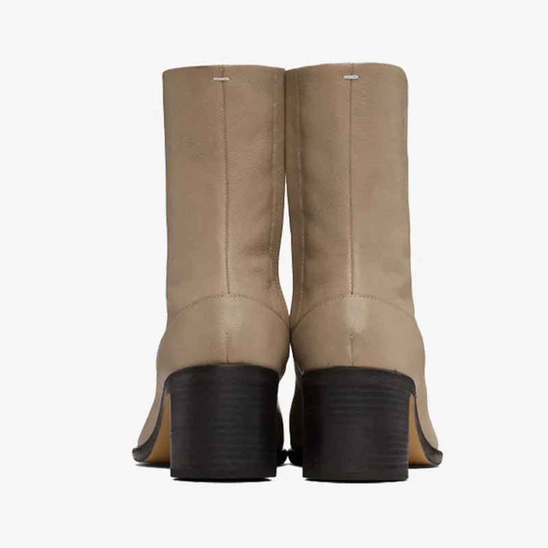 Taupe Split-Toe Ankle Boots