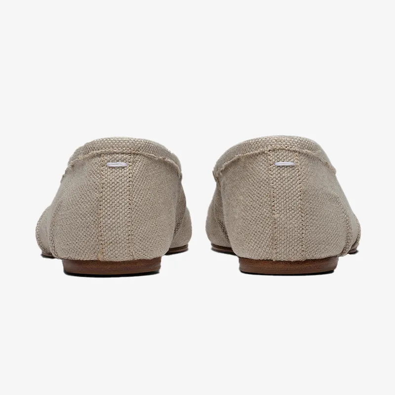 Textured linen Ballerinas with Handmade Folds