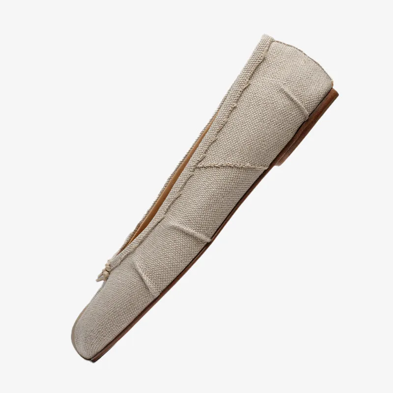 Textured linen Ballerinas with Handmade Folds