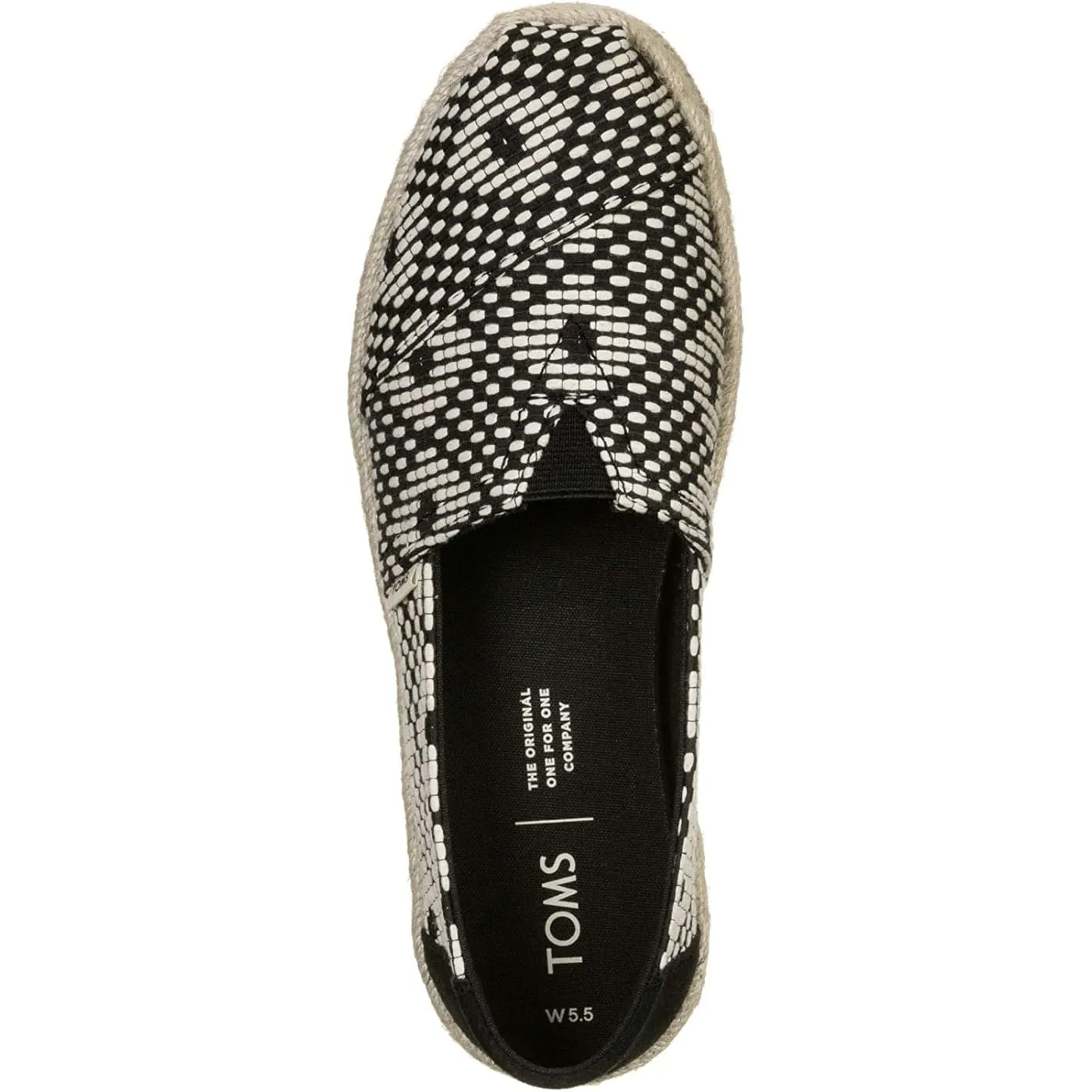 Toms Classic Black Geometric Diamond Woven Womens Espadrilles Shoes