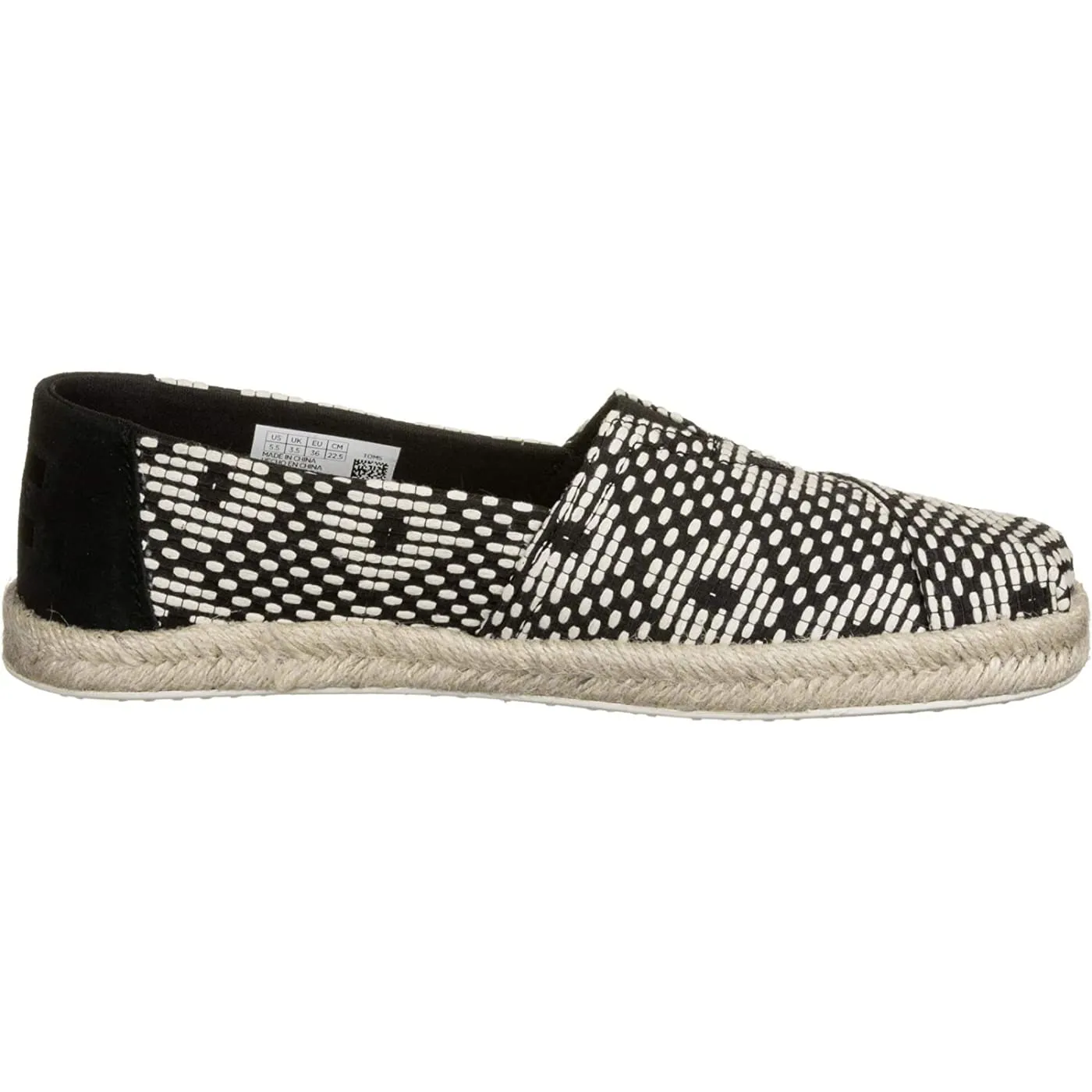 Toms Classic Black Geometric Diamond Woven Womens Espadrilles Shoes