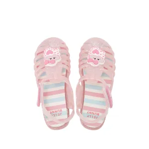Unicorn Stripe Flower Flat Sandals For Girls Dark Pink
