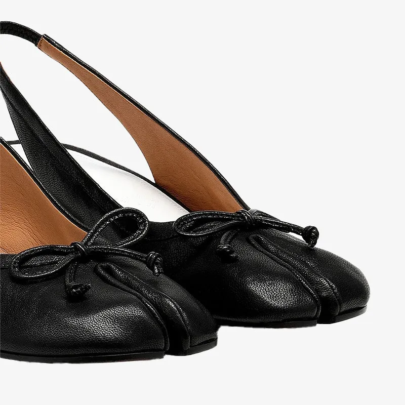 Vintage Leather Sandals with Lace Bow